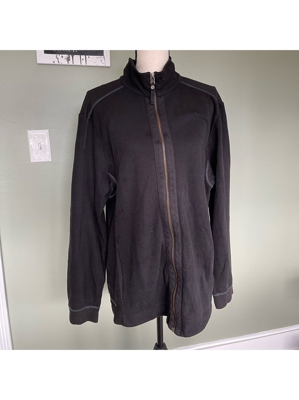 Tommy Bahama Black Zip Cotton Jacket